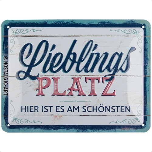 Nostalgic-Art Retro Blechschild, 15 x 20 cm, Lieblingsplatz – Geschenk-Idee für Dein Zuhause, aus Metall, Vintage Design, Blechschilder Sprüche