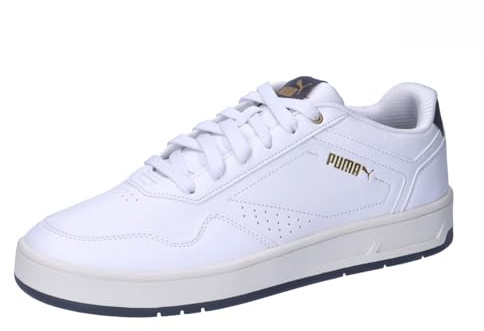 Puma Unisex Adults Court Classic Sneaker, Puma White-Galactic Gray-Puma Gold, 43 EU