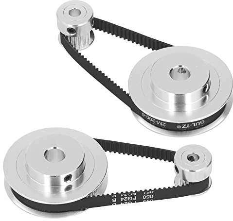 2 Set Synchronrad GT2 Zahnriemenscheibe aus Aluminiumlegierung mit 2 Stück Länge 200 Mm Breite 6 Mm Riemen Aluminium Zahnriemenscheibe Kleine (20 t 5 mm (0,2 Zoll) plus 60 t 8 mm