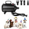 2800 W Asciugacapelli per cani, Pulsore cane silenzioso, 2 velocità: 50 m/s e 100 m/s, 2 temperatura: 35 °C e 65 °C, soffiatore per cani con 4 ugelli e tubo elastico