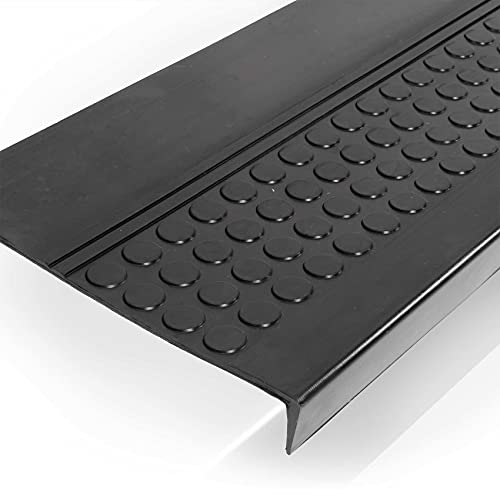 ANRO StufenMatten mit Noppen Gummi außen/innen TreppenstufenMatten mit Noppen rutschfest Treppenstufen Matten mit Noppen Schwarz 90x30x4cm