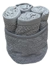 Bassetti Set 4 Lavette con Cestino in Spugna da 430 gr. m/q di Puro Cotone cm 30x30, Ombra