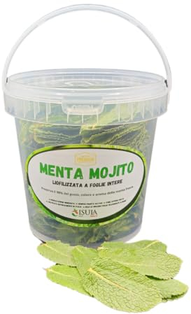 Menta Mojito liofilizzata a foglie intere-pronta all'uso per Cocktail, tisane e Piatti Innovativi-Preserva il 98% del gusto, colore e aroma della menta fresca- 100% MENTA HIERBABUENA-