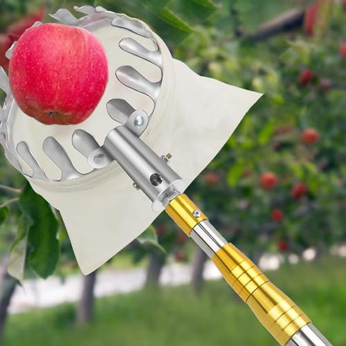 Cueille Fruit Telescopique 2m/4m/5m/6m/7m Amovible Cueille Fruits avec Sac, Ramasse Fruit avec Perche Telescopique pour La Récolte de Pêches, Pommes, Agrumes (Size : 5m(16.4ft))