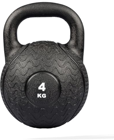 Matchu Sports | Kettlebell | 4, 8 oder 12 KG | Hochwertiges Vollgummi | Unzerstörbar | 27x20 CM | Schwarz (Kettlebell PRO - 4 KG)