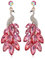 Vintage Peacock Dangle Earrings for Women Girls 14K Gold Plated Green Crystal Feather Peafowl Statement Drop Dangling Stud Earring Boho Exaggerated Birthday Holiday Jewelry Gifts (Pink)