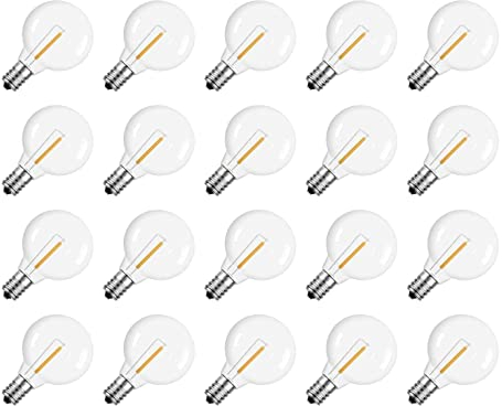 Osmond 20 StüCke G40 LED GlüHbirnen E12 Schrauben Sockel Bruchsichere LED Globe GlüHbirnen für Solar Schnur Lichter Warm