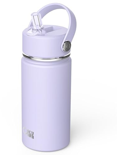 OISIZ 14oz Botella Agua Acero Inoxidable para Niños 420ml Botella de Agua para Niños con Pajita Vaso Térmico Acero Inoxidable Botella de agua a prueba de fugas y se mantiene fría durante 24 horas