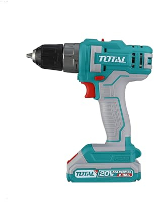 TOTAL - Trapano Avvitatore a Batteria 20V | Con Blocco Automatico fino a 10 mm | 15 Coppie di Serraggio e 1 di Trapano | 2 Velocità e Luce LED | Con 2 Batterie 2AH, Caricatore Rapido e Custodia