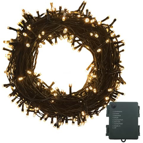 Meision Lichterkette Batterie 30m 300LEDs, Lichterkette Außen Inner mit Timer, 9 Modi, Speicherfunktion, Lichterkette Outdoor Batterie Weihnachtsbaum für Party, Balkon, Zimmer, Warmweiß