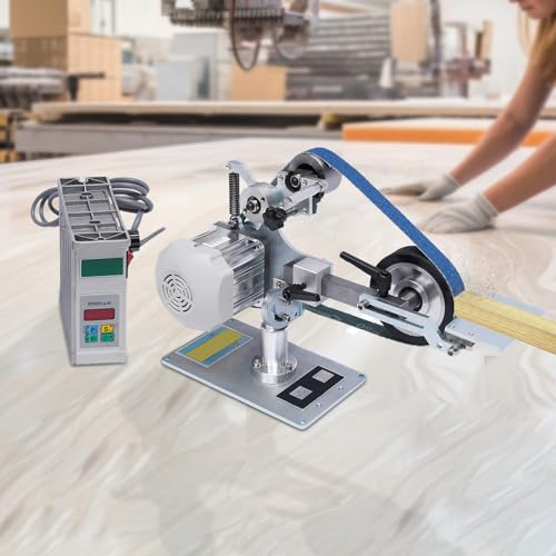 550W Bandschleifer Tellerschleifer AC 220V Polierer Bandschleifmaschine, Geschwindigkeitsregelung, Mit 2 Schleifband (1X60#, 1X800#)