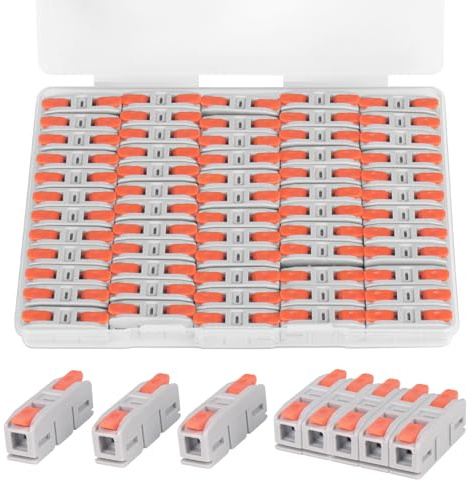 60PCS AVARBUVO Lever Wire Connectors, Mini Quick Connector Push-in, 1 in 1 Out Electrical Wire Inline Terminal for Splicing 24-12 AWG