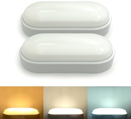YJY LIGHT LED Deckenlampe 14W 1600LM Kellerlampe Oval 48MM Wandlampe CCT 3000K/4000K/6000K Badlampe Decke IP54 Wasserfest 230V Deckenleuchte Flach für Badezimmer Wohnzimmer Keller Flur (2 Stück)