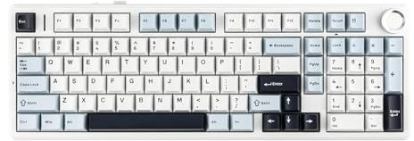 MechLands Aula F99 PRO 96% Mechanische Gaming Tastatur, BT5.0/USB-C/2.4GHz Wireless, Hot Swappable Gasket Custom Keyboard mit 8000mAH Batterie, Drehknopf, RGB für Win/Mac (Weiß Blau)
