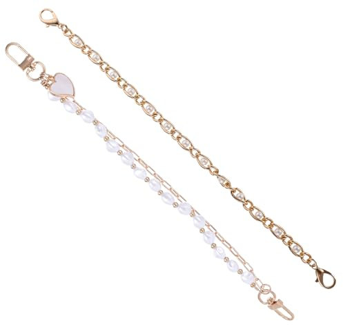 2 Pieces Phone Charms Strap, Anti Lost Cell Phone Wrist Lanyard Phone Bracelet Strap Beaded Phone Wrist Strap Cute Camera Charm Strap Double Chains Keychain Wristlet for Keychain Phone Wallet Camera
