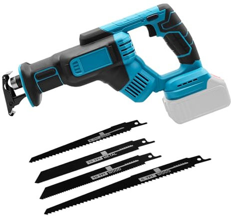 Cordless Reciprocating Saw, Brushless Reciprocating Saw 3500 RPM Electric Saws with 4 Saw Blades to Cut Wood and Trees for Makita 18V Battery (Without Battery)
