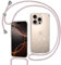 Tikgue Coque pour iPhone 16 Pro Max avec Cordon, Collier Coque Glitter Transparent Paillettes Etui TPU Bumper Silicone Case avec Chaîne Lanière Housse - Or Rose
