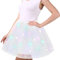 Weiß Tüllrock Damen, 45cm Sterne Pailletten Tanzkleid, Dehnbaren Minirock Mit LED Lichter, Erwachsene Tütü Rock Ballettrock für Fasching Halloween Karneval Party, Ballett Tanzen Dress für Teenager
