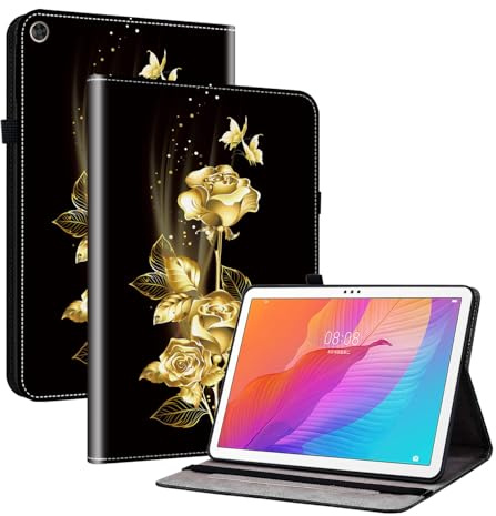 Mldjomid Étui Coque pour Huawei MatePad Pro 10.8 (2021/2019) PU Cuir Tablette Housse de Protection avec Support Fonction pour Huawei MatePad Pro 10.8 Flip Tablet Cover Case, Roses Papillon