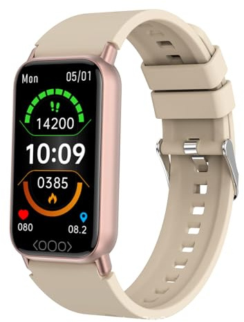SWZEC HealthOne - medizinische Smartwatch mit Echtzeit(Beige)