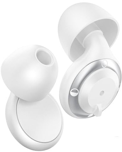 Tappi Orecchie per Dormire con 3 Livelli Regolabili (17dB-35dB) - Tappi Orecchie Riutilizzabili in Silicone con Design Magnetico - Ideali per Russare, Dormire su un Fianco, Lavoro e Viaggi - Bianco