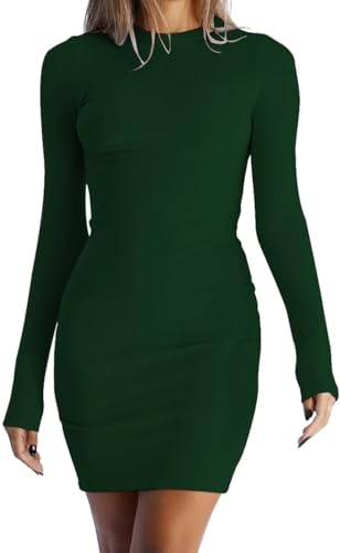LACOZY Women Long Sleeve Bodycon Dresses Sexy Cocktail Party Midi Dress | Comfy Stretch Bodycon, Basic Crewneck Slim Fit, Party Cocktail Club Night Out Short Dress, Fall Winter Clothes