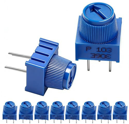10K Ohm Trim Potentiometer with Knob P103 3 Terminal pin Blue Variable Resistors (Pack of 10 Pcs)