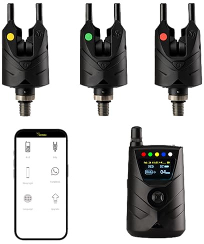 BEETACKLE NS9pro Funkbissanzeiger Set – 3 Ruten Karpfenangel-Alarm mit Empfänger & Etui - Vertrauen von Karpfenanglern seit über 8 Jahren - 2 Jahre Garantie