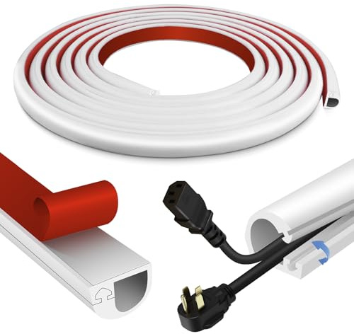 Goulotte Passe Cable Mural Cache Cable TV Mural adhésive Cache Fil Electrique Flexible Passe Fil en Silicone goulotte Electrique (Blanc, 14mm×10mm×6m)