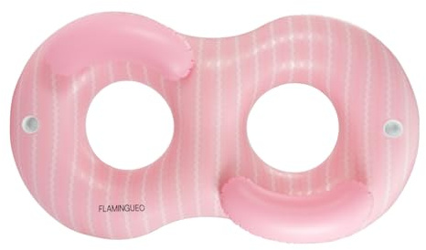 Flamingueo Flotador Doble Gigante - Colchoneta Piscina - Forma Donut - 2 Posavasos - Doble Válvula - PVC Resistente