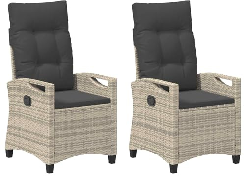 vidaXL Gartenstuhl 2 pcs Hellgrau und Dunkelgrau 56 x 60 x 112 cm, Garten und Terrasse, stylischer Liegestuhl, modernes Outdoor-Sitzmöbel, wetterfest und ergonomisch