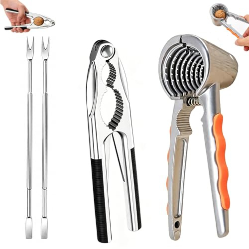AEMCHDM Sgusciatore Multifunzionale per Noci, Schiaccianoci in Metallo a Forma di Imbuto, 2 Diversi Fori Schiaccianoci in Acciaio Inox Aghi di Noce per Nocciole, Frutti di Mare