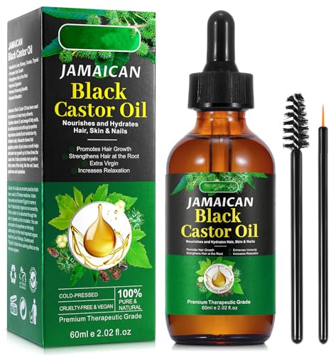 Jamaican Black Castor Oil 60ml – Moisturising Hair & Scalp Oil for Dry Hair, Eyebrows, Eyelashes & Skin Care, Pure Black Castor Oil for Daily Beauty Routine