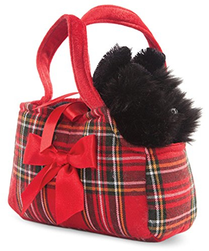 Aurora, 60328, Fancy Pal, Scottie In Tartan Bag, 8In, Soft Toy, Red and Black, Medium