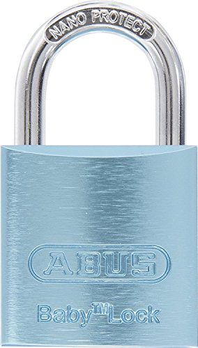 ABUS Vorhängeschloss Baby Lock 645TI/30 - Hellblau, Stiftzylinder | Automatisch verriegelnder Bügel ohne Schlüssel – farbiges Präzisionsschloss als dekorativer Liebesgruß