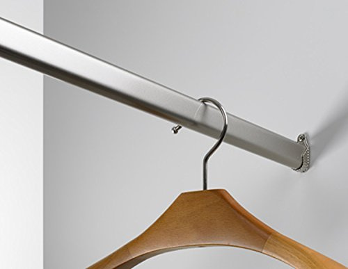 Kleiderstange 95,5 cm für lichte Breite 96,2 cm | 100 cm Kleiderschrank / Schrankrohr 30 x 15 mm hochwertige Chromoberfläche - Set inkl. Halterungen