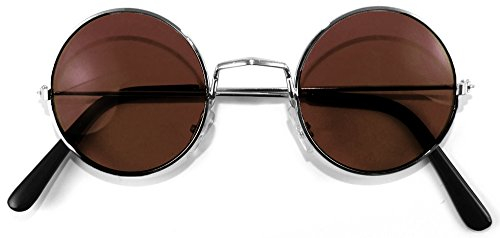 Lennon Brille | 60er 70er Jahre Party Kostüm Zubehör Nickelbrille (Braun)