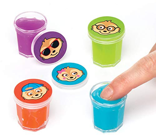 Baker Ross AR563 Pots of Slime (Pack of 8) Meerkat Mob Theme Fun Slime for Kids Christmas Stocking Fillers, 3cm