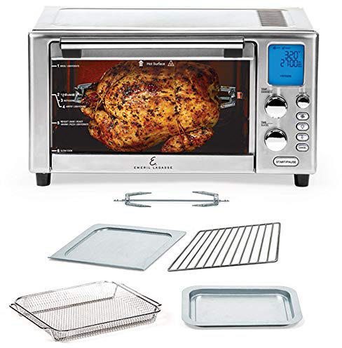 Emeril Lagasse Freidora de Aire de Acero Inoxidable 360, Tecnología de Cocción Rápida de 360°, Capacidad XL, 9 en 1, 12 Funciones Preestablecidas, Incluyendo Hornear, Asar y Pizza