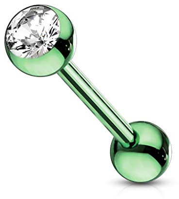 viva-adorno Barbell Piercing Stab Zungenpiercing Kristall Stecker Hantel Chirurgenstahl 316L beschichtet Zirkonia Z309n