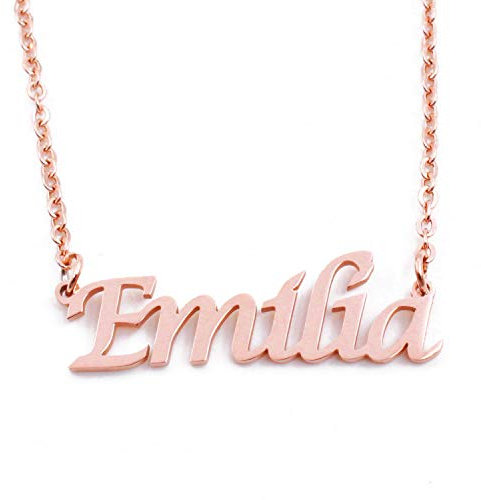 KL Kigu Emilia Roségold Namenskette Personalisiert Damen Halskette Mit Namen Fashion Schmuck Geschenk Fur Freundin Mutter Schwester