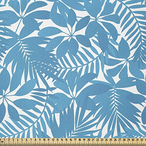 ABAKUHAUS Wasser Stoff als Meterware, Hawaii-Bäume Laub, ausdehnbar mit Elestan für Heimwerkarbeiten und Näharbeiten, 2Meters, Blau Türkis