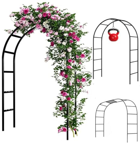 Adorox 7.5 Ft Metal Arch (Two Way Assemble) for Wedding Garden Bridal Party Decoration Arbor (Black)