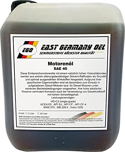 Motorenöl SAE 40 Kanister 5 Liter