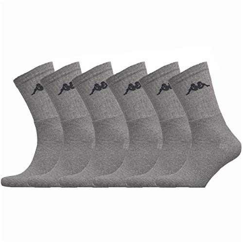 Kappa - 6 Paar Herrensocken weiß, grau oder schwarz, aus Baumwolle – Sportsocken für Herren, Tennis/Laufen/Walking/Fuß/Basketball/Multisport