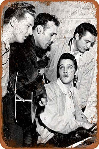 Cimily Million Dollar Quartet Elvis Presley Jerry Lee Lewis Carl Perkins Johny Cash Vintage Blechschilder Zinn Poster Retro Metallschild Plaque Art Wanddekoration 8 × 12 Zoll