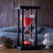 Sablier avec sable rouge - 30 minutes - Cadre en bois - Décoration créative artisanale