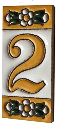 Hausnummern und Schilder, Keramik, florales Design, 7,5 x 3,5 cm, 2 bis 10 Fliesenrahmen (2)