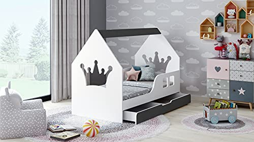 BDW Kinderbett HOUSEBETT MIT SCHUBLADE 140x70 Modernes Design mit sicheren Kanten