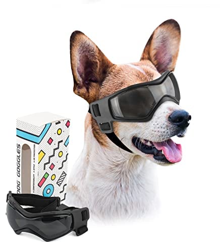 PETLESO Hundebrille Hundeschutzbrille Hunde Sonnenbrille Anti-UV Schutz Augenschutz für Kleine/Mittelgroße Hunde Schwarz-1